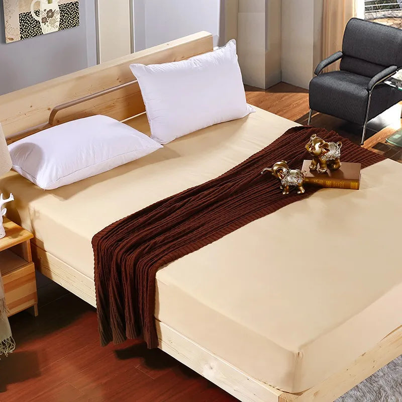 1Pc High Quality 100% Polyester Solid Color Fitted Sheet Mattress Cover Four Corners With  Elastic Band Bed Sheets