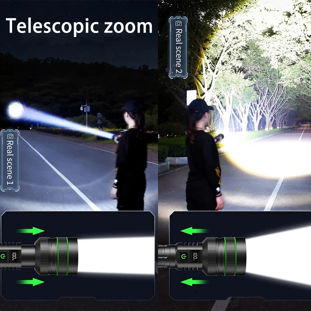 hit product long-range kilometer ultra bright flashlight, outdoor waterproof high-power strong light flashlight, rechargeable