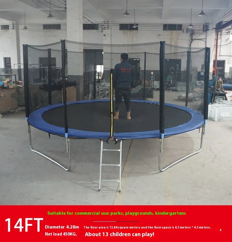 Outdoor Large Folding Trampoline with Safety Net Adult Coil Spring Bed Commercial Children Trampoline