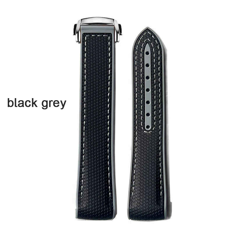 Curved End Strap 20mm for Omega X Swatch Joint MoonSwatch Sport Silicone Rubber Folding Buckle Watch Band for Seamaster 300