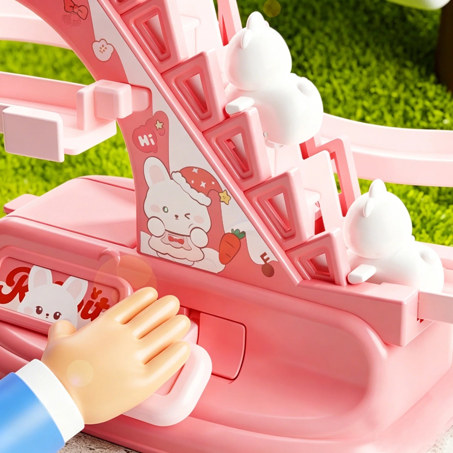 Manual Press Duck Track Slide Toy,Kids Hand Operated Stair Climbing Race Car Game, Educational Interactive Toy for Boys Girls