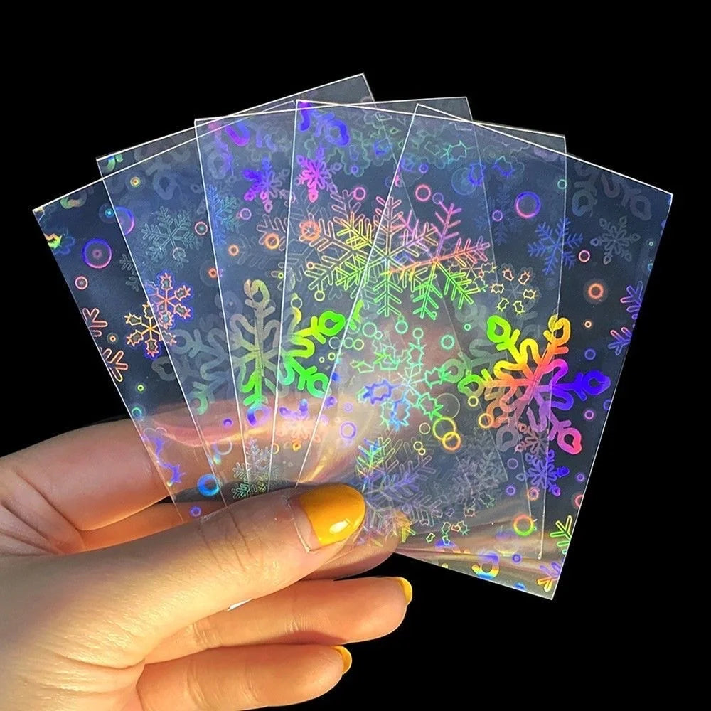 100PCS Holographic Card Sleeves photcard Protector 65x90mm for Magic TCG gaming cards, Anti-Scratch Glittering Foil Film