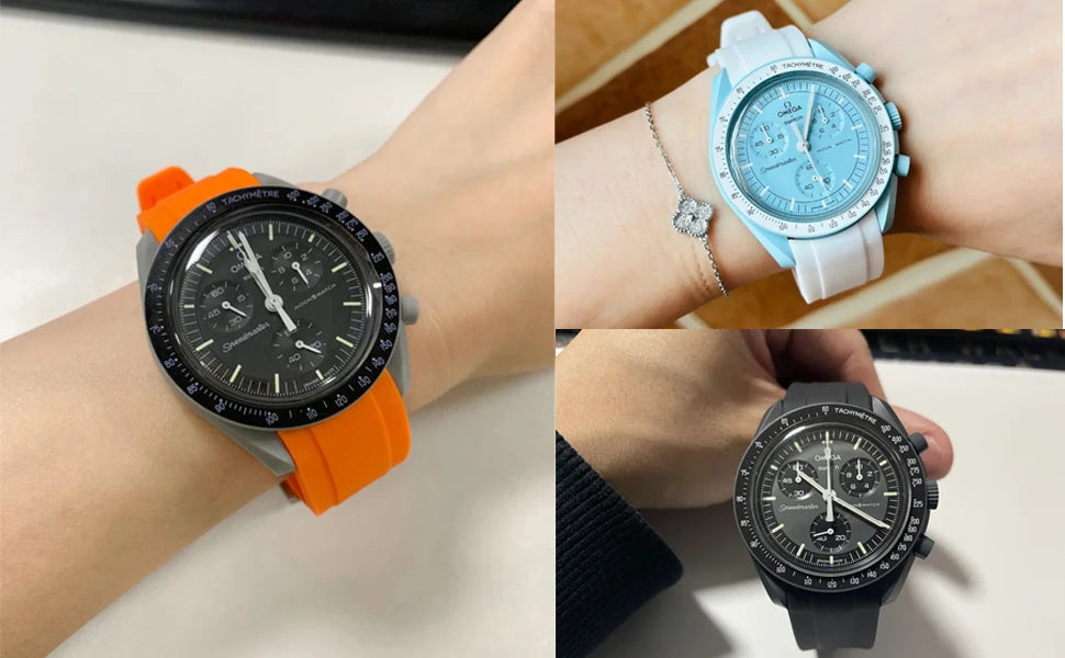 Band for Omega X Swatch Moonswatch Speedmaster 20mm 22mm Universal Curved end No Gap Bracelet for Rolex SEIKO Band For Men Women