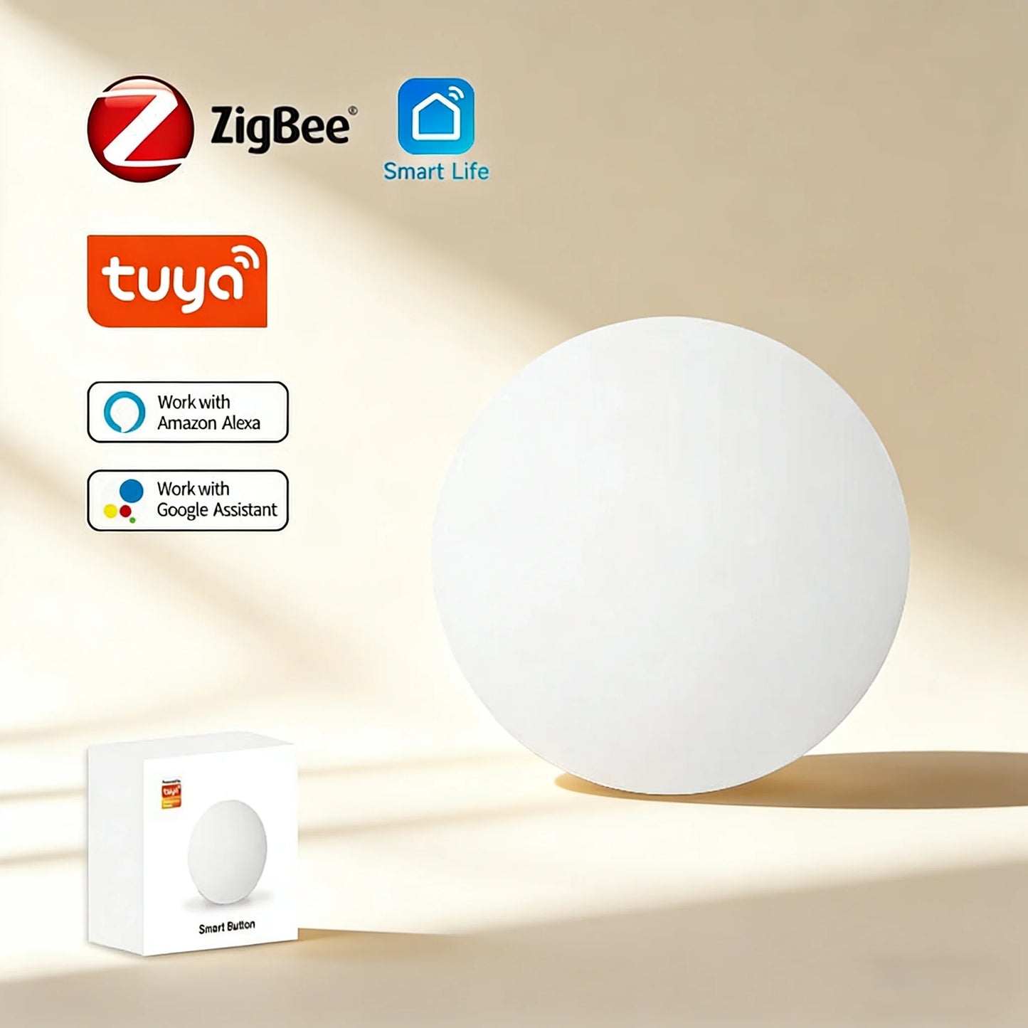 Tuya ZigBee Smart Button Scene Switch Wireless Remote One Key Controller Multi-scene Linkage Switch Google Alexa Voice Assistant