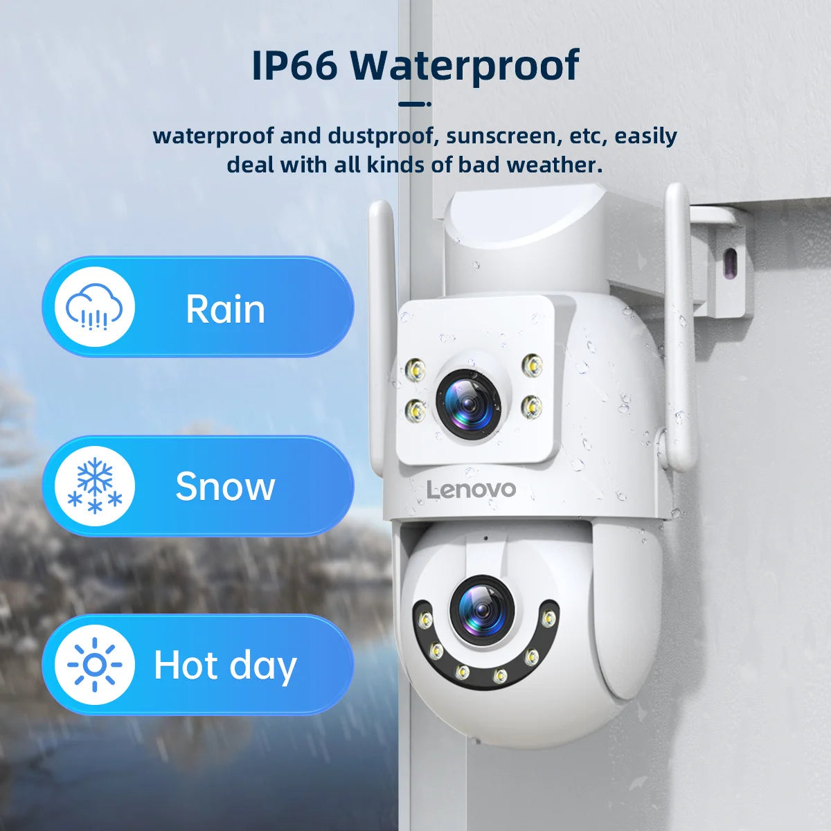 Lenovo 4MP HD Wifi PTZ Camera Outdoor Dual Lens Dual Screen Auto Tracking Security IP Camera CCTV Audio Video Surveillance