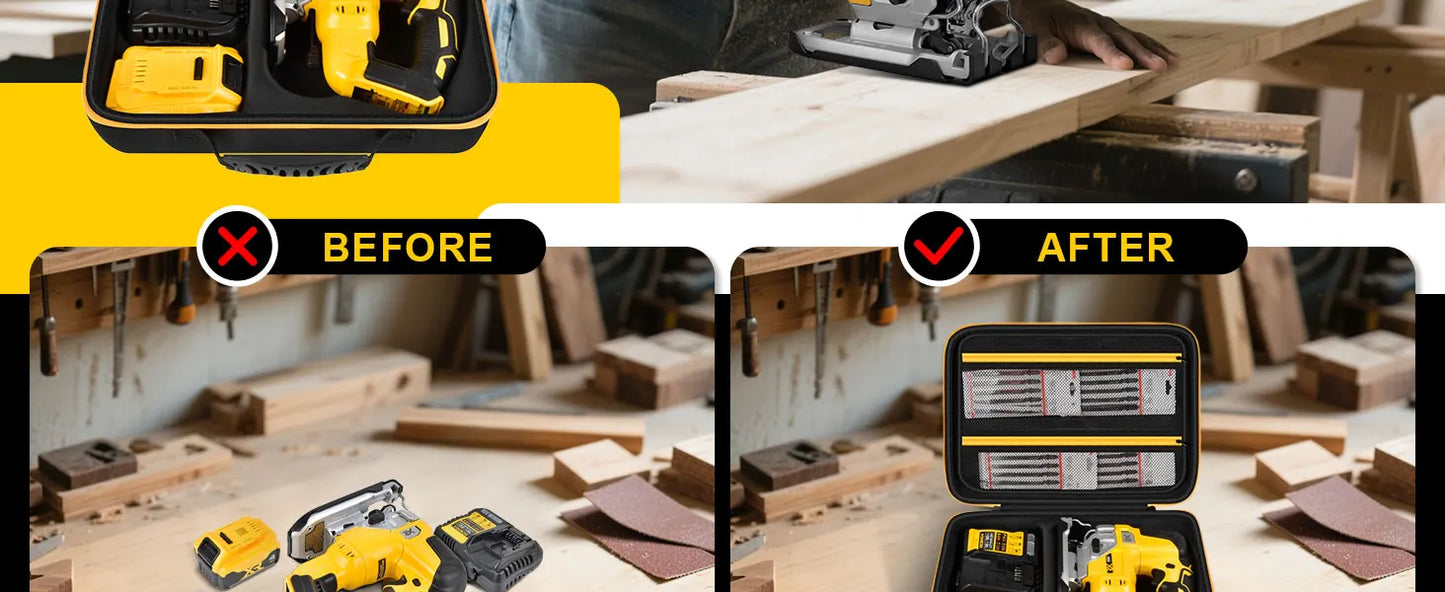 Case for DEWALT 20V MAX XR Jig Saw DCS334B, Jigsaw Power Tool Storage Bag for Skill Saw Blade, Battery and Charger Accessories