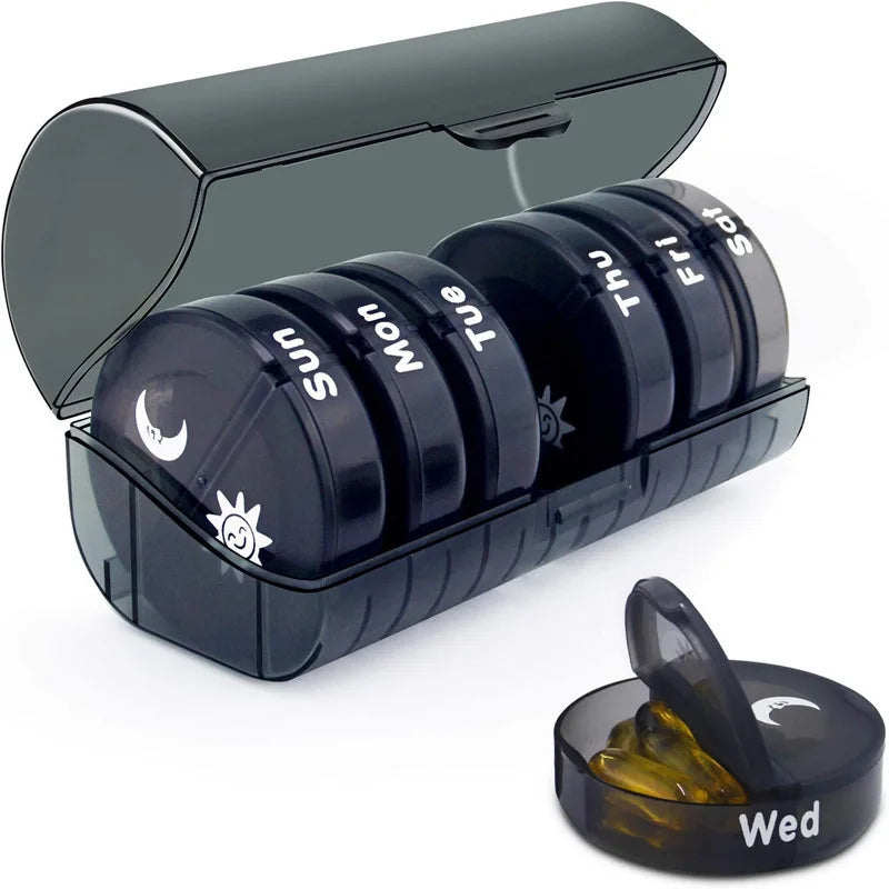 1PC Weekly Pill Case Pillbox 7 Days Medicine Tablet Box Portable Travel Drugs Storage Organizer Secret Compartments Pill Box