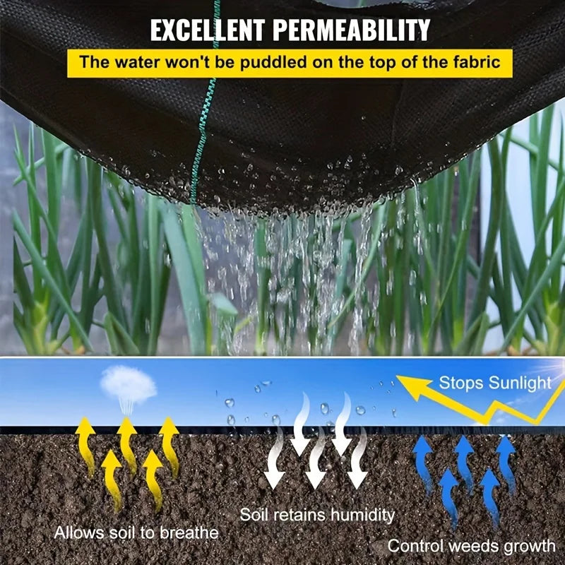 Heavy weed blocking ground cover, made of black PP material, suitable for garden and lawn care, UV resistant