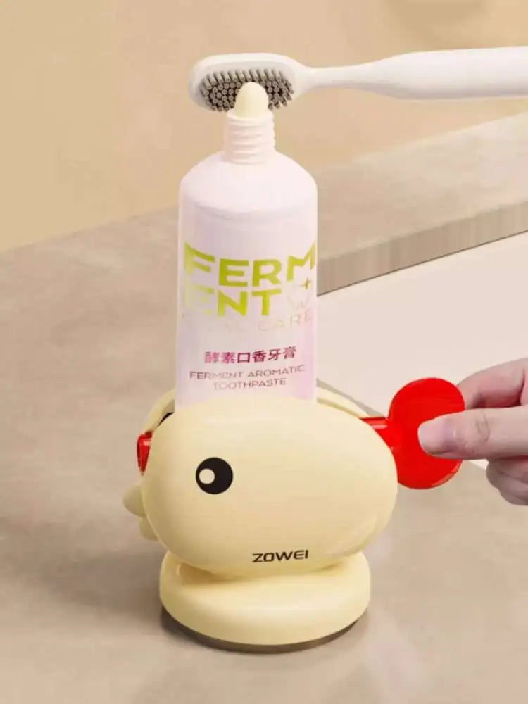 Cute Whale Manual Toothpaste Squeezer Storage Rack with Suction Cup Toothpaste Rolling Dispenser Facial Cleanser Squeeze Clip