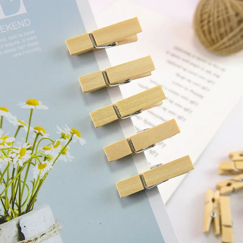 Mini 25mm Natural Wood Clip Clothes Organizer Photo Clip Clothespin Clothespin Wedding Party Wooden Clip  Pendant 10/100 Pcs