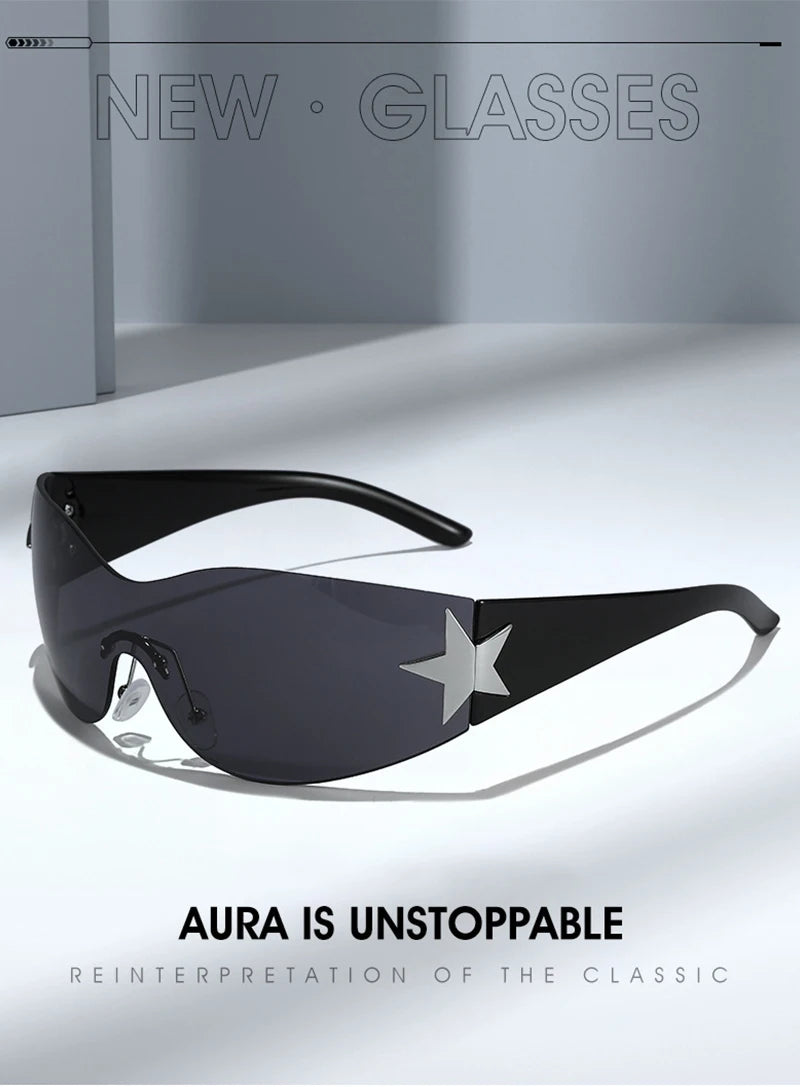 Fashion Sunglasses for Women Men Trendy Shield Wrap Around Sunglasses Oversized Fashion Frameless Sun Glasses