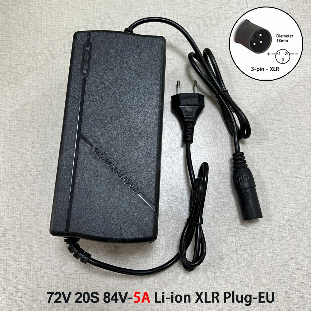 60V 72V 5A Lithium Battery Charger 67.2V 84V 5A Lithium Battery Pack 16S 20S 5A Smart Intelligent Fast Charging Chargers EU Plug