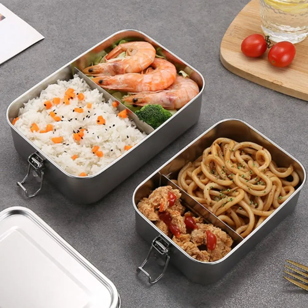 Durable Stainless Steel Bento Box Large Capacity Square Lunch Box with Lid Leakproof Lunch Container Outdoor