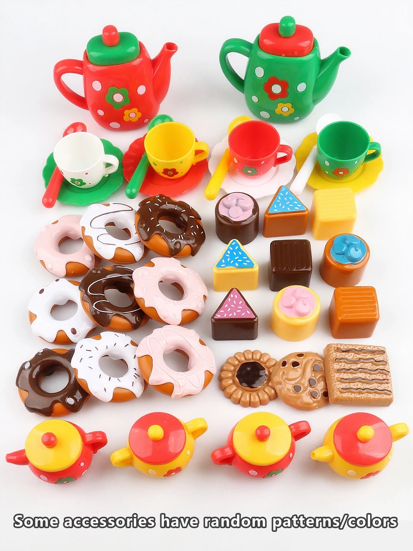 Afternoon Tea Set, 24Pcs of Girls' Playhouse Tea Set, Children's Kitchen Toy Set Party Dress-Up Toy, Donut, Cake