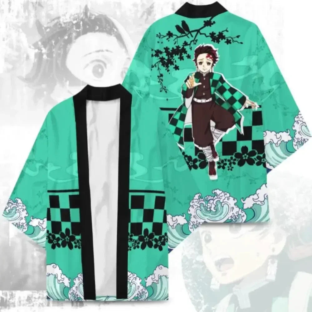 Summer Devil Killer Cosplay Male Japanese Anime 3D Printed Casual Half Sleeved Top Cardigan