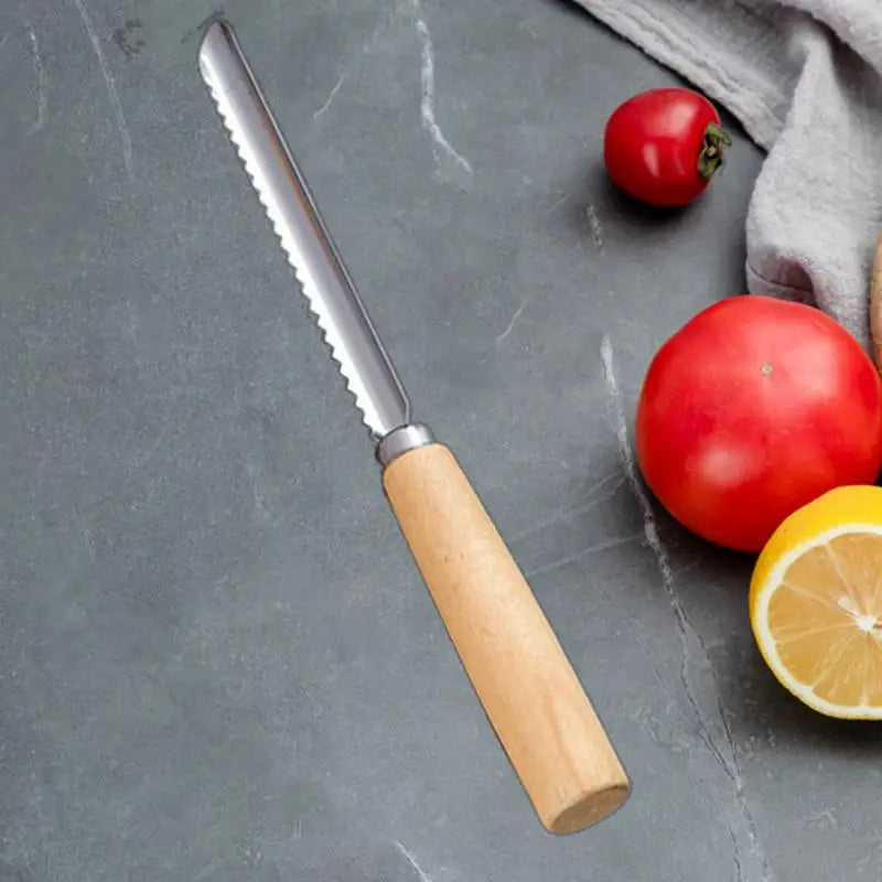Corer Tool Kitchen Stainless Steel Pear Pitter Anti-Slip Manual Kitchen Corer with Wood Handle for Fruit Slicing Cooking Salad