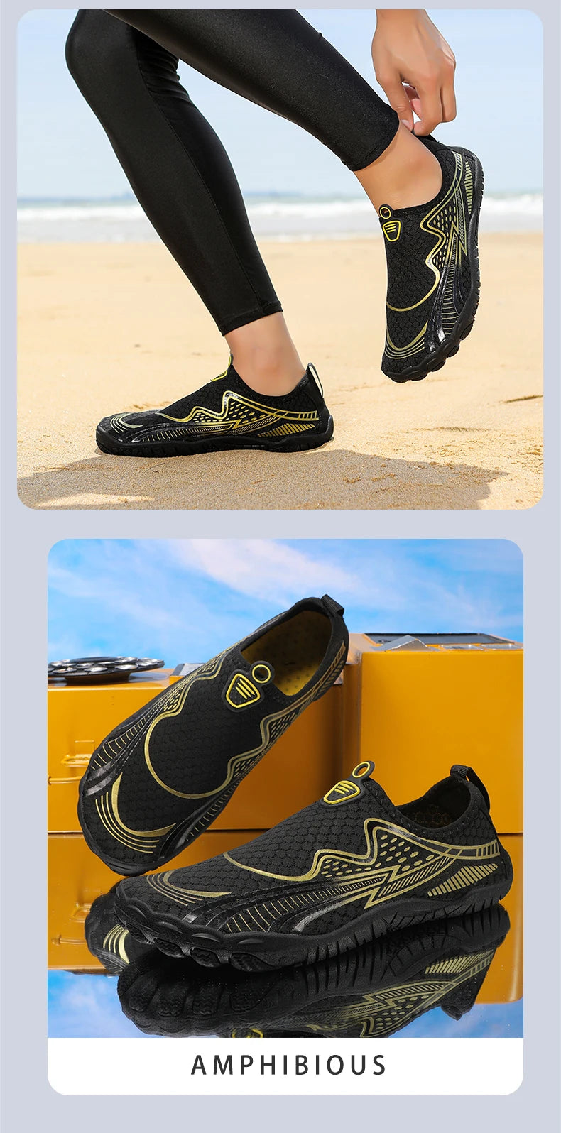 Summer Quick-Drying Beach Water Shoes Unisex Swimming Aqua Slippers Outdoor Activities Surfing on The Sea Five Finger Sandals