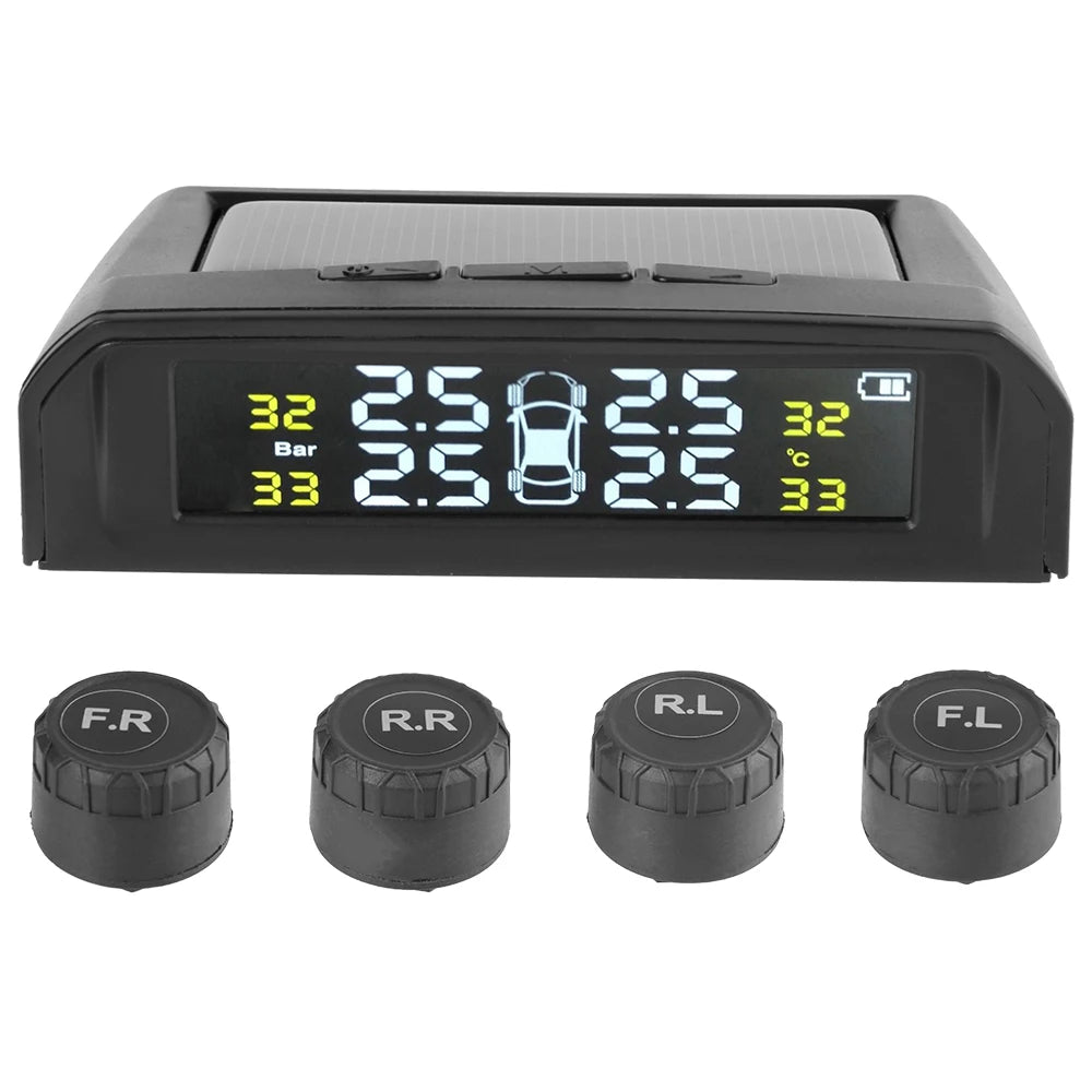 Tire Pressure Monitoring System Temperature Warning New C External Battery Version Sensors Solar TPMS Car Tyre Pressure Monitor