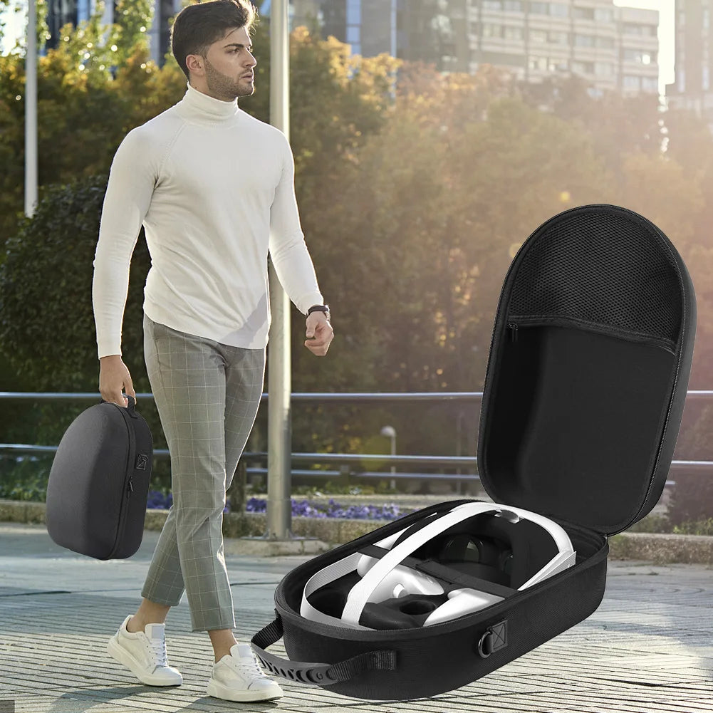 For Meta Quest 3 VR Glasses Storage Bag EVA Hard Shell Travel Carrying Case With Shoulder Strap for Meta Quest 3 VR Accessories