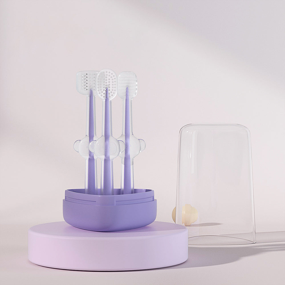 3pcs/set Pet Toothbrush Purple Cat Silica Gel Brush Clear Up Bad Breath Tartar Teeth Care Dog Cat Cleaning Mouth Dogs Supplies