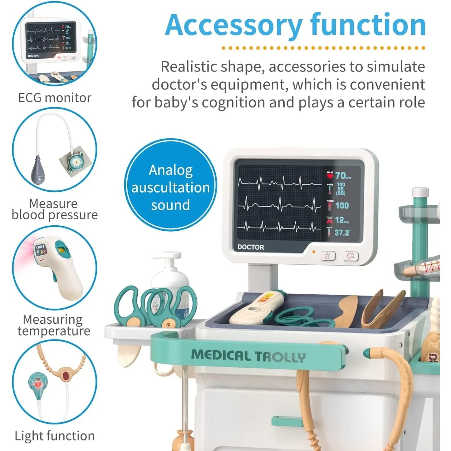 Kids Doctor Toy Pretend Doctor Playset for Toddlers with Medical Station Stethoscope Role Play Kit Medical Toy for Girls Boys
