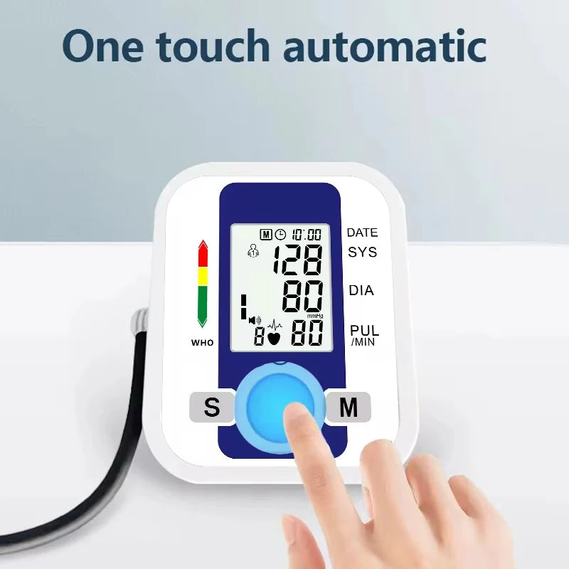 LCD Portable Health Care Pulse Meter BP Monitor Automatic Digital Arm Blood Pressure Monitor Tonometer Meter Sphygmomanometer