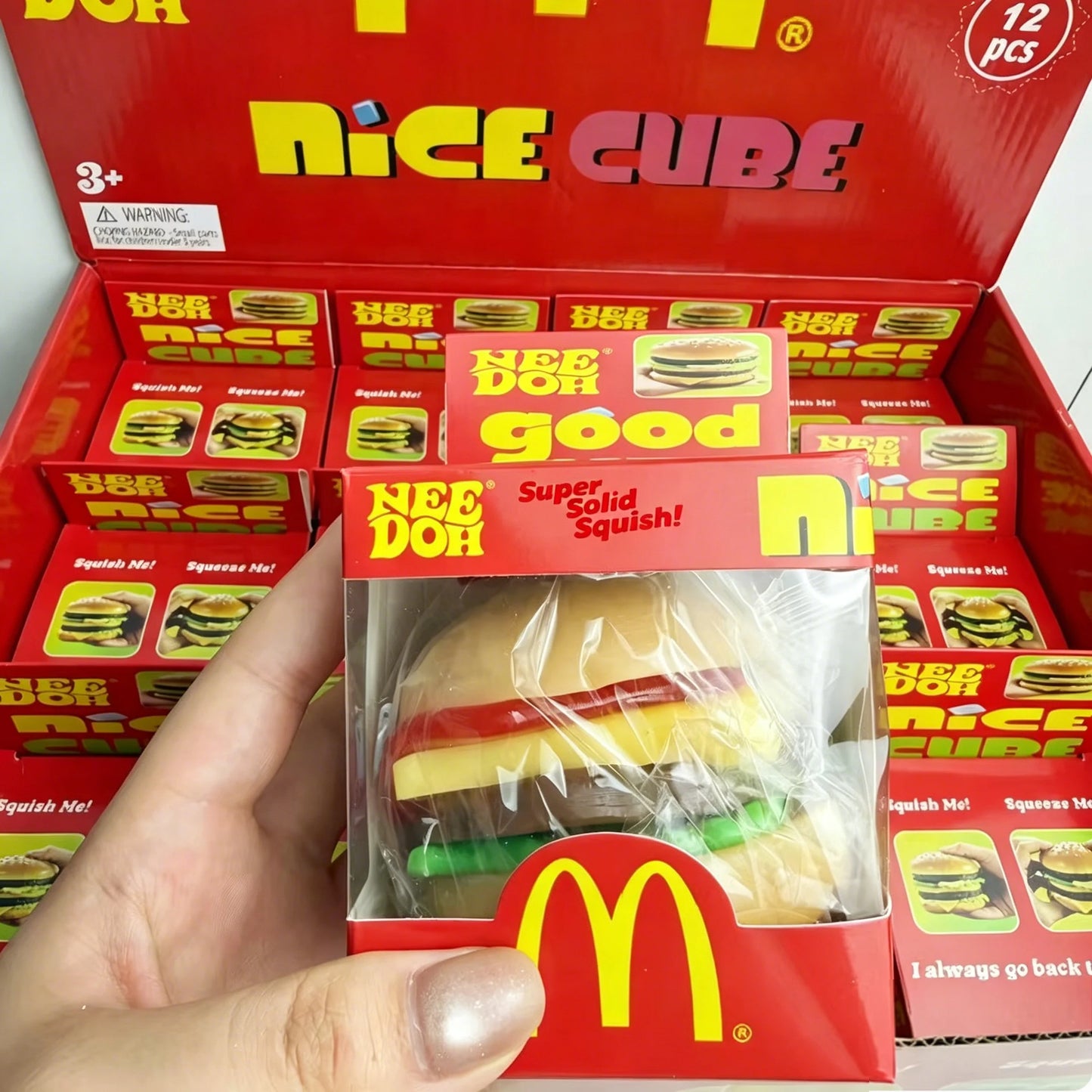 New Schylling NeeDoh Burger Cube Squishy Fidget Toy, Calms Mood & Provides Sensory Relief, Eases Anxiety, Non-toxic & Safe