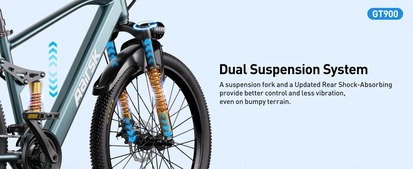 Aairsk GT900  Adult Electric Bicycle 36V13Ah Battery Electric Bike 26 Inch Tire E-Mountain Bike 250W Motor E-bike