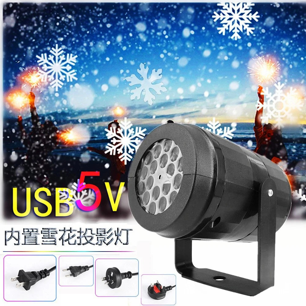 Christmas Snowflake LED Projector USB Powered with Rotating Base Durable Plastic for Indoor/Outdoor Holiday Decor