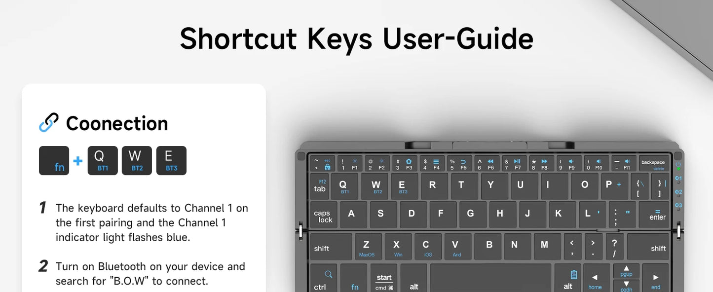 Foldable Bluetooth Keyboard with Magnetic Stand Portable Wireless Keyboard for iPad iPhone Samsung Tablet Rechargeable