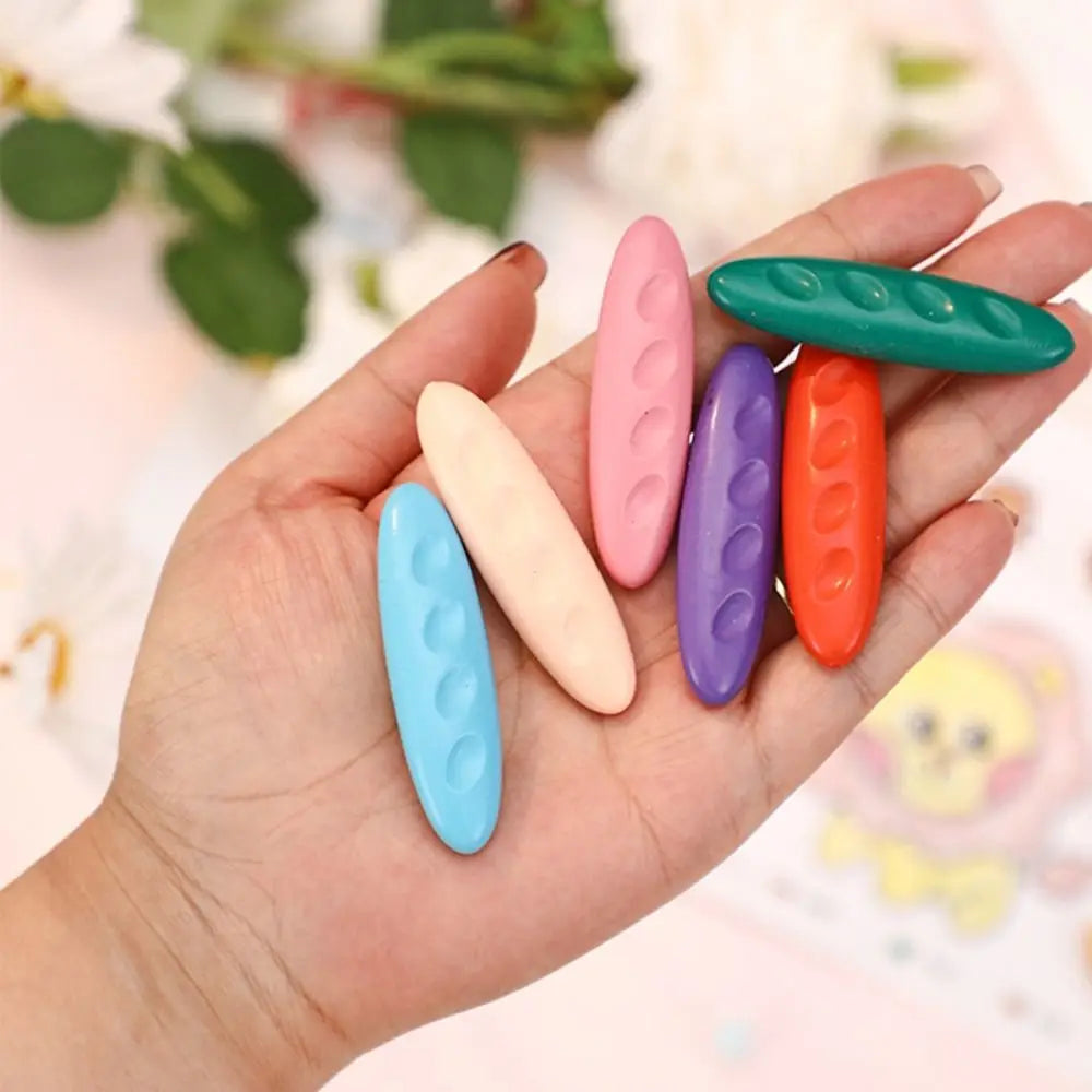 12/24/36 Colors Children Do Not Dirty Hands Plastic Crayon Set Creative Painting Tools Peanut Shaped Washable Erasable