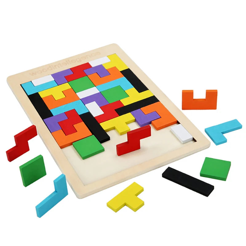 Colorful wooden puzzle toys Tangram Montessori materials children's puzzle toys Building blocks Children's learning toys