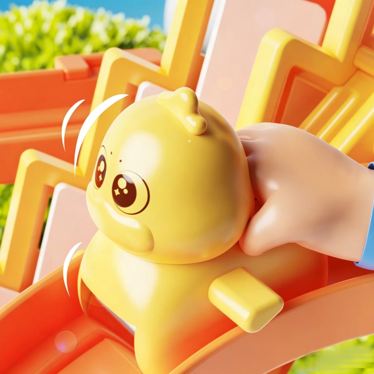 Manual Press Duck Track Slide Toy,Kids Hand Operated Stair Climbing Race Car Game, Educational Interactive Toy for Boys Girls