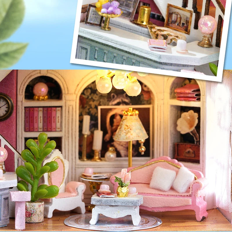 DIY Wooden Doll Houses Mini Assembly Handmade Small House Creative Scene Decoration DollHouse For Toys Birthday Gifts