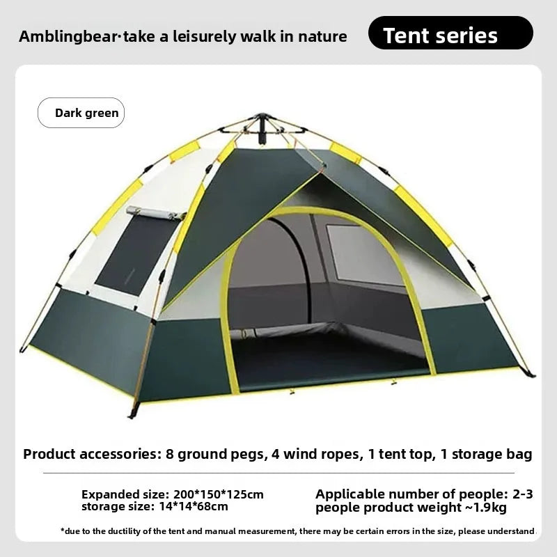 3-4 Person Instant Pop-Up Camping Tent Waterproof UV Protection Automatic Tent for Outdoor Hiking
