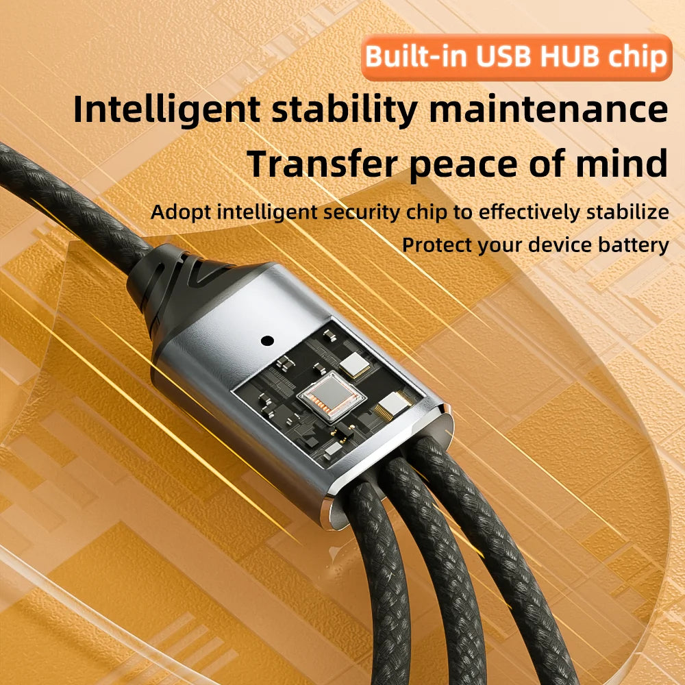 3 in 1 USB A & Type C Splitter HUB Expansion Cable Multi Port Expander OTG Adapter Fast Charging Data Sync for Phone Tablet