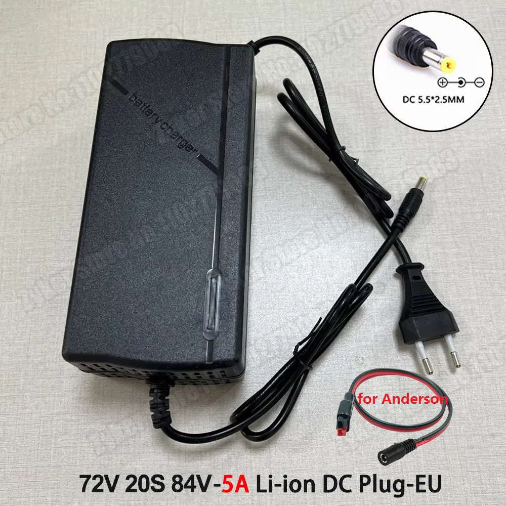 60V 72V 5A Lithium Battery Charger 67.2V 84V 5A Lithium Battery Pack 16S 20S 5A Smart Intelligent Fast Charging Chargers EU Plug