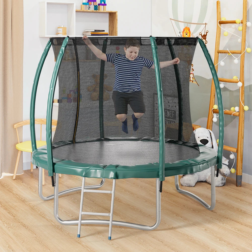 Voltsify 10FT Outdoor Enclosure Trampoline with Ladder, 305cm Dia x 240cm H