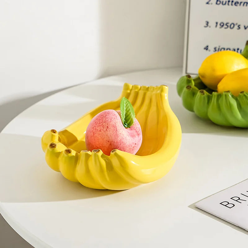 Creative Banana Shaped Storage Tray, Ceramic Fruit Tray, Household Snack Storage Tray, Living Room Desktop Storage Container