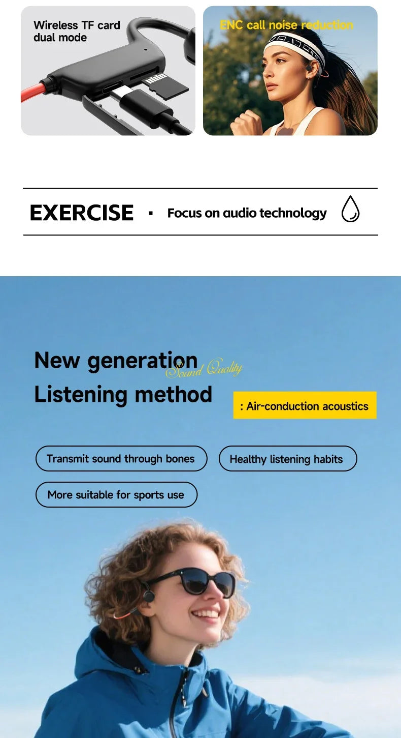 New Bone Conduction Headphones IPX8 Waterproof MP3 32GB Bluetooth5.4 Wireless Headphones With Mic Swimming Sports Fitness 2026