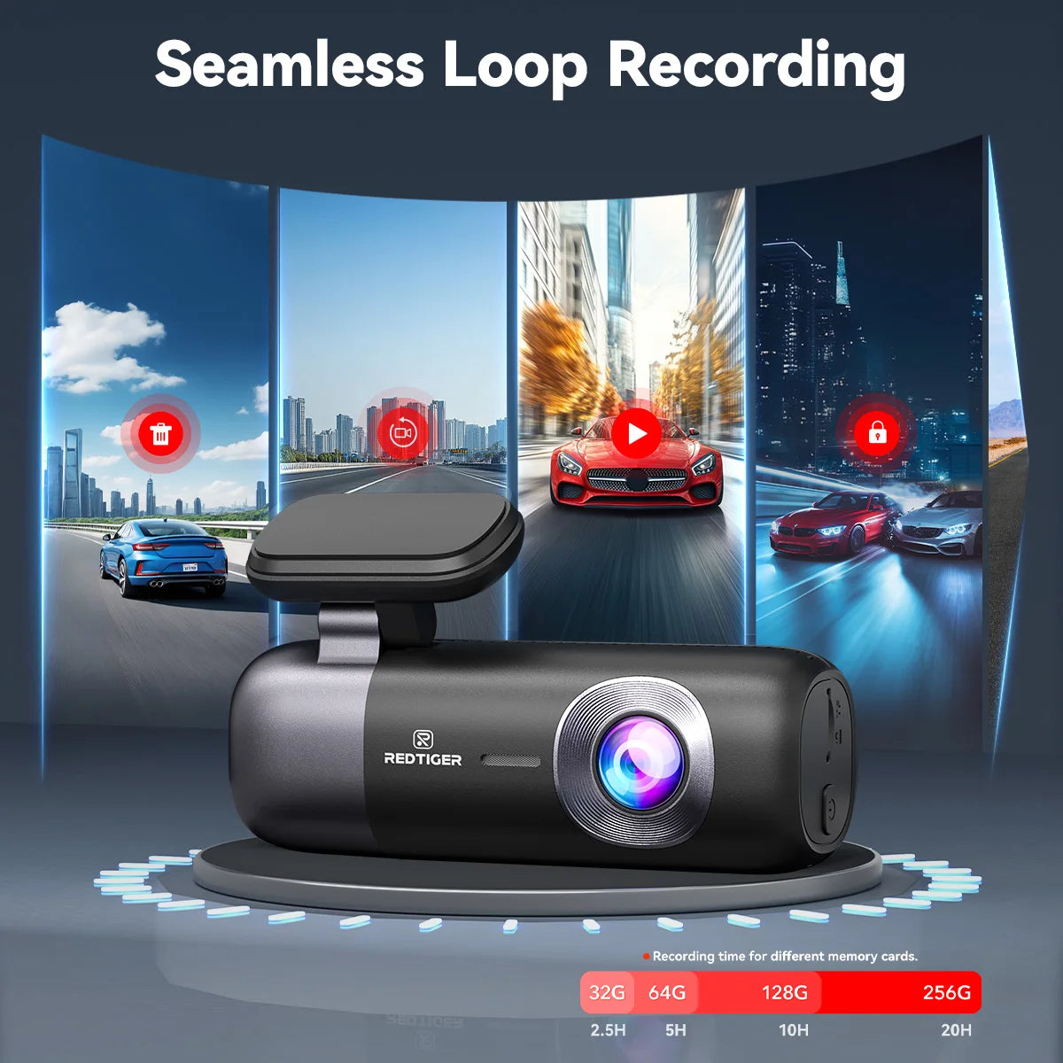 REDTIGER F9 Dash Cam 4K Dash Camera Front and Rear WiFi GPS Car Camera for Parking Mode Night Vision Car Recorder By App Control