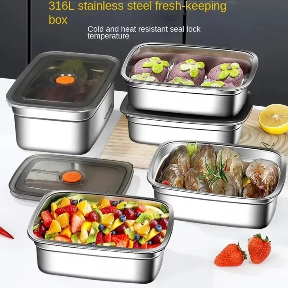 Stainless Steel Camping Lunch Box Sealed Microwave Suitable Preservation Box Large Capacity Leak-proof