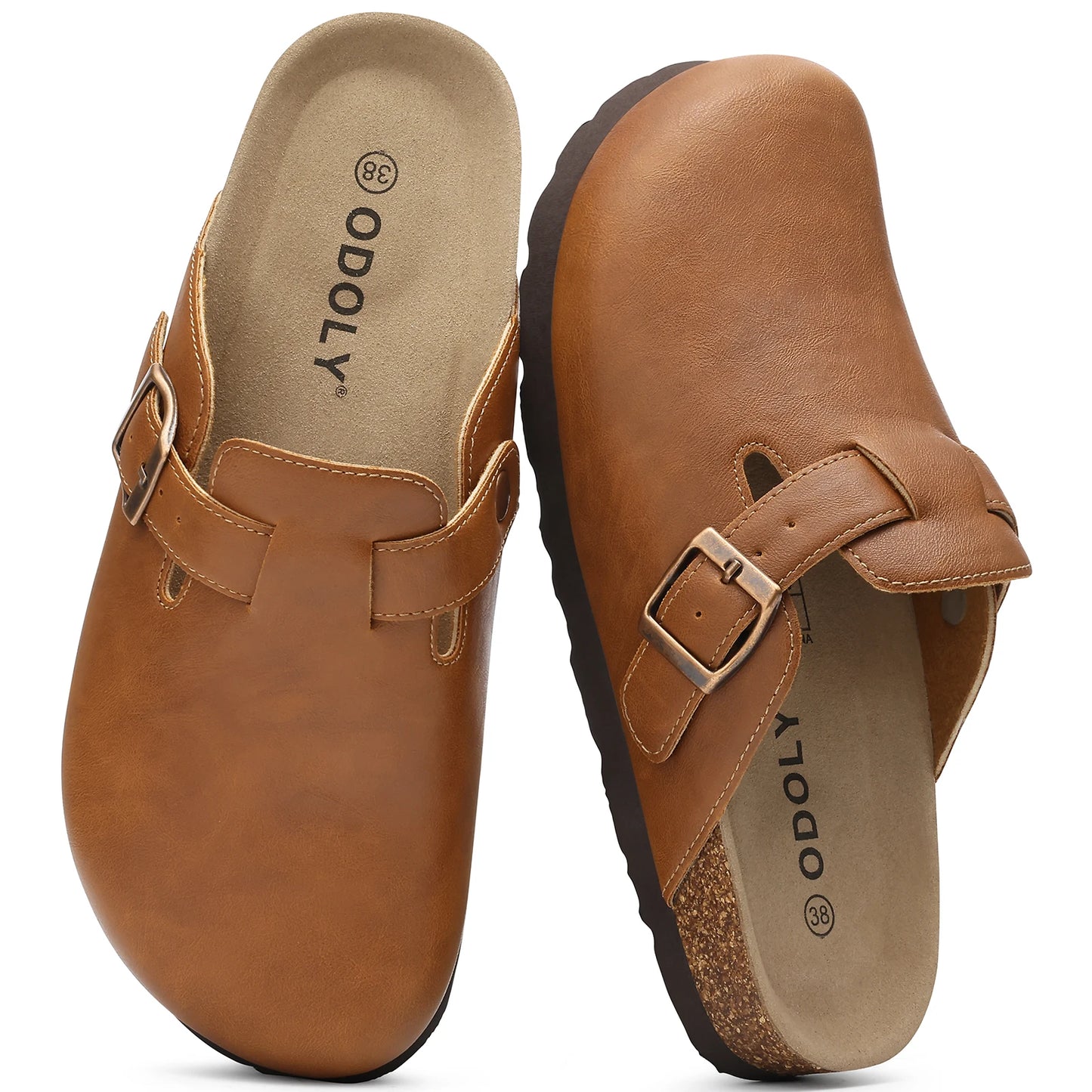 Kidmi Unisex Adjustable Buckle Slip-On Clogs with Arch Support Vegan Leather Cork Insole Potato Shoe for Women And Men