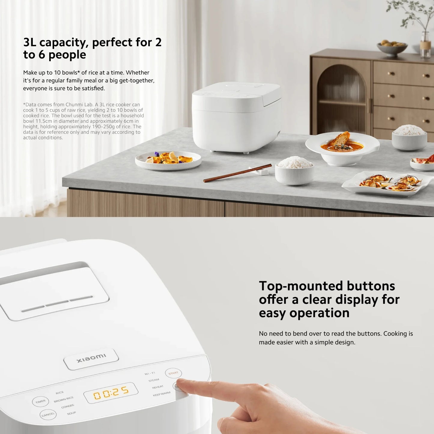 Xiaomi Smart Multifunctional Rice Cooker 3L, Non-stick Interior 24-hour Delay Timer and 12-hour Keep Warm Feature App Control