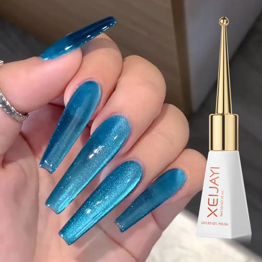 1pc 10ml Silk Nude Crystal Cat Eye Gel Polish Magnetic Nail Polish Holographic Pink Cat Eye Gel Nail Polish Gel Gel Varnish