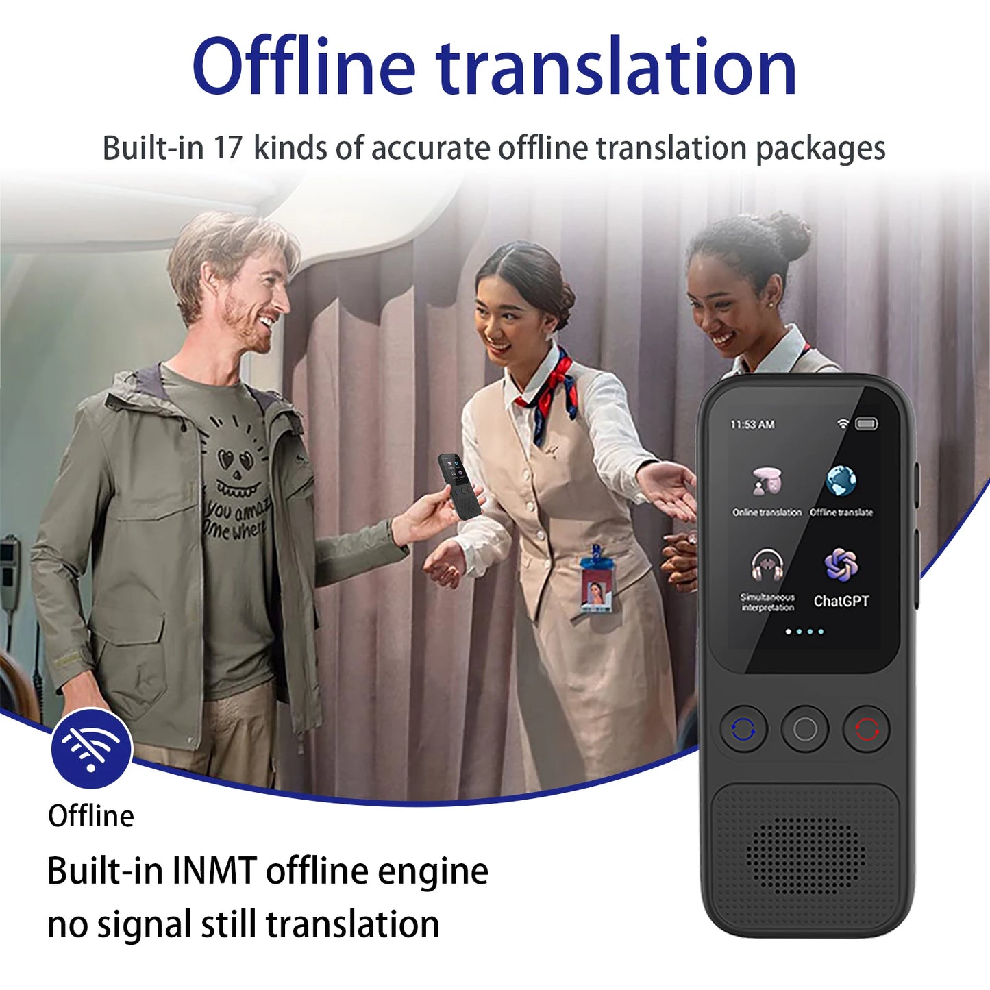 S80 Language AI Translator Device with 138 Languages Voice Translating 17 Offline Translation Simultaneous Interpretation