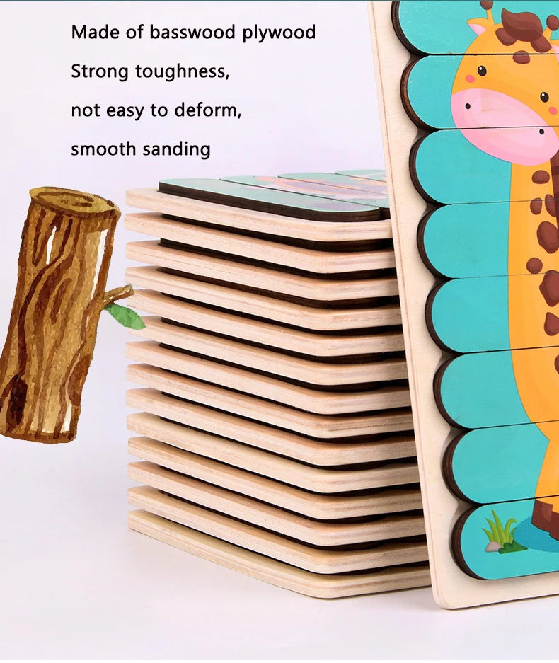 Montessori Toys 2 years Wooden Puzzles For Kids Chid Baby Learning Education Child Game montessori 3D Puzzle Childrens 2 3 Years