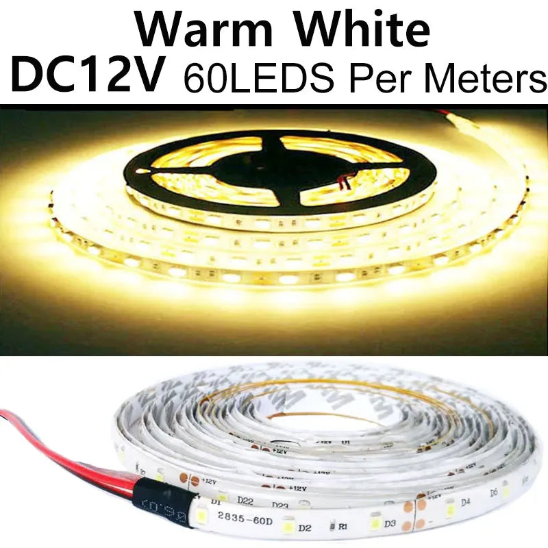 LED Strip light 12V 0.5m 1m 2m 3m 4m 5m SMD Flexible 60leds/m Waterproof non/IP65 LED Diode Tape