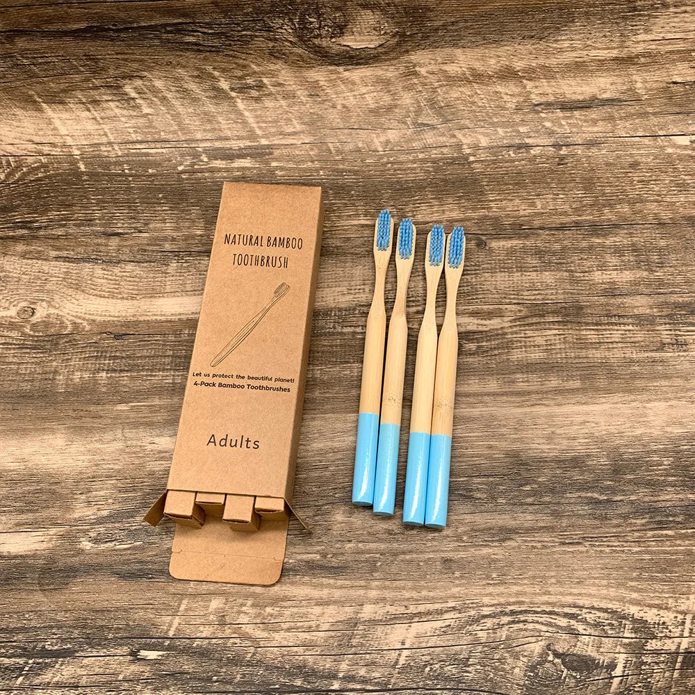 Bamboo Toothbrush,10Pcs Biodegradable Toothbrush with Medium Hard Bristles,Rounded and Comfortable Handle Toothbrush