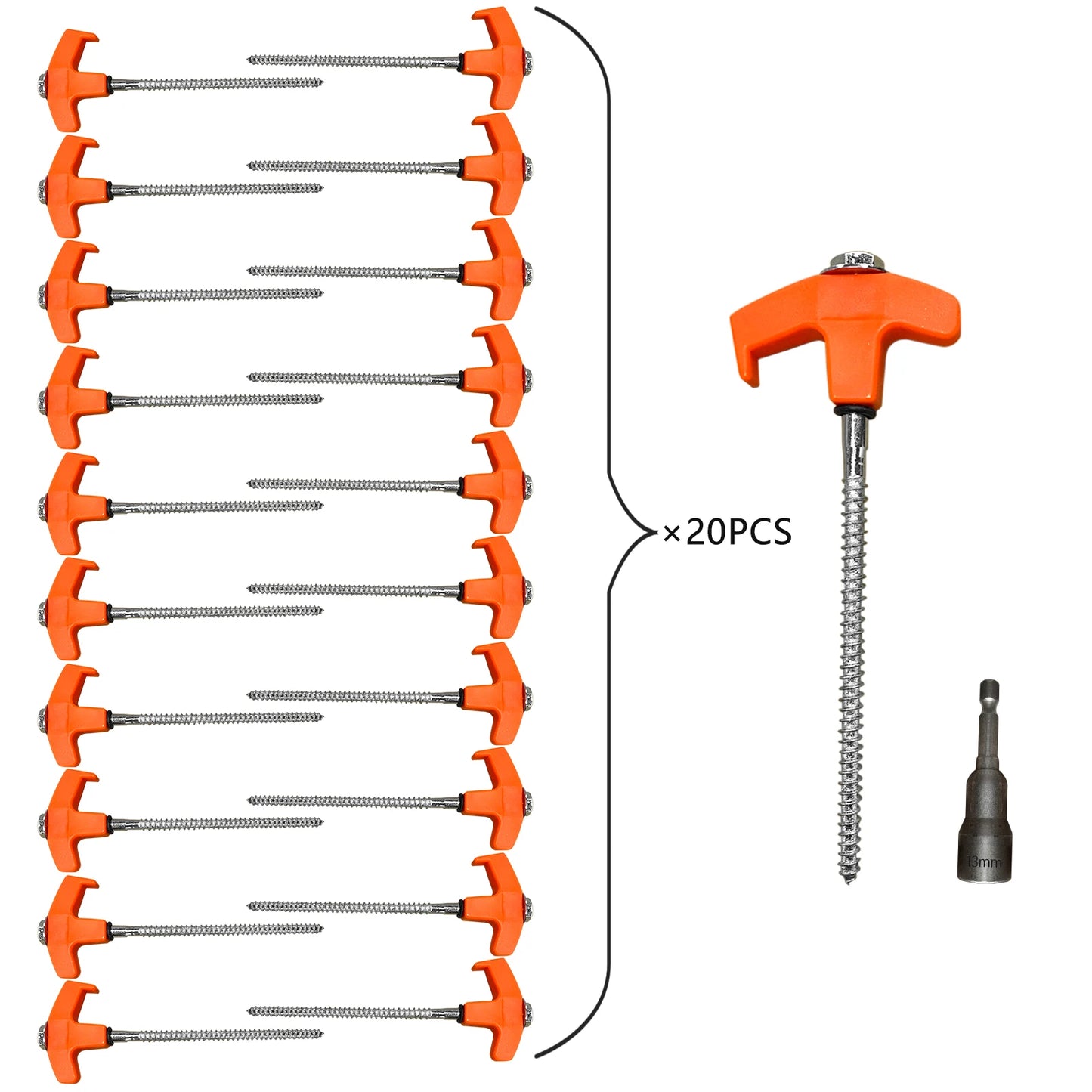 20PCS Heavy Duty Tent Pegs Set Metal Camping Ground Sheet Anchor Hard Ground Awning Pegs Awning Pegs 20cm